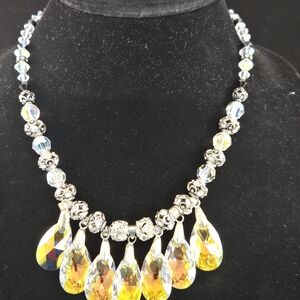 Radiant Silver and Yellow Teardrop Necklace